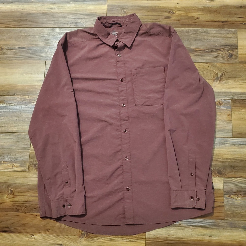 Swiss Tech Mens XL Windsor Wine Long Sleeve Button Down Shirt SM48Y120 Stretch